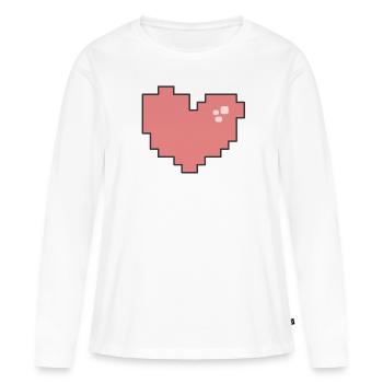 Cœur Pixel - T-shirt manches longues Premium bio Femme - blanc - Devant - Julia (174cm)