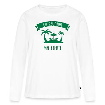 La Réunion Ma Fierté - T-shirt manches longues Premium bio Femme - blanc - Devant - Julia (174cm)