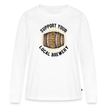 Brasserie brasserie brasserie bière cadeau - T-shirt manches longues Premium bio Femme - blanc - Devant - Julia (174cm)