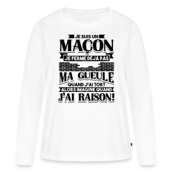 Maçon Maçonnerie Humour Macon - T-shirt manches longues Premium bio Femme - blanc - Devant - Julia (174cm)