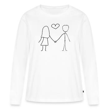 Amour amour amour - T-shirt manches longues Premium bio Femme - blanc - Devant - Julia (174cm)