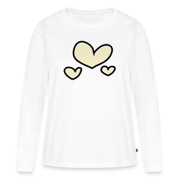 coeurs jaunes - T-shirt manches longues Premium bio Femme - blanc - Devant - Julia (174cm)