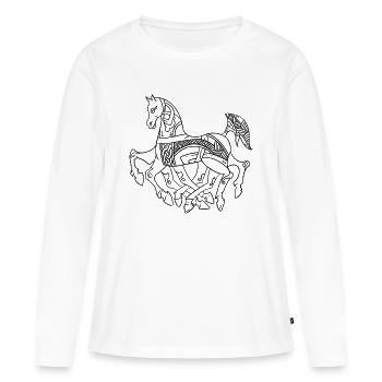 Odins Pferd Sleipnir keltischer Knoten Wikinger - Frauen Premium Bio Langarmshirt - Weiß - Vorne - Julia (174cm)