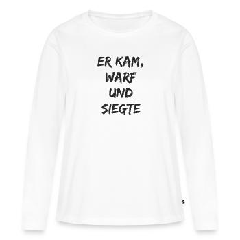 Boule - Er kam warf und siegte - Frauen Premium Bio Langarmshirt - Weiß - Vorne - Julia (174cm)