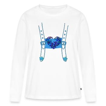 suspenders,heart,flower heart,Hungarian flowers - Women's Premium Organic Long Sleeve Shirt - white - Front - Julia (174cm)