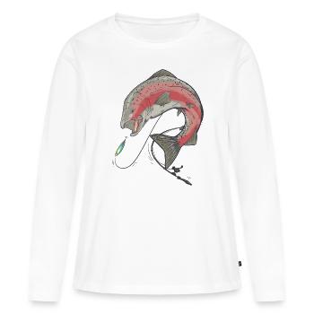 Truite de truite de mer Saumon - T-shirt manches longues Premium bio Femme - blanc - Devant - Julia (174cm)