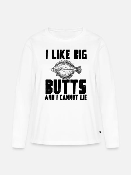I like big butts steinbutt flunder - Frauen Premium Bio Langarmshirt - Weiß