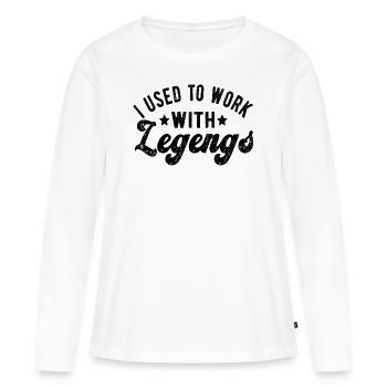 Cadeaux d’adieu collègues Changement d’emploi - T-shirt manches longues Premium bio Femme - blanc - Devant - Julia (174cm)