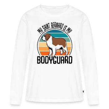Mon Saint Bernard est mon chien garde du corps Saint-Bernard - T-shirt manches longues Premium bio Femme - blanc - Devant - Julia (174cm)