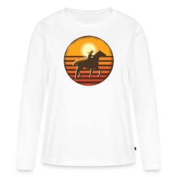 Western Équitation femmes chevaux filles cheval Western - T-shirt manches longues Premium bio Femme - blanc - Devant - Julia (174cm)