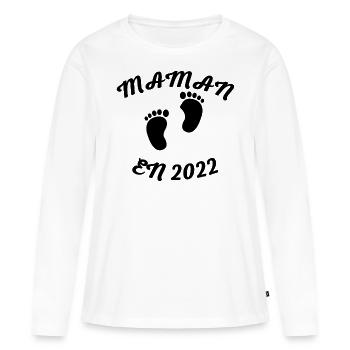 MAMAN en 2022 - T-shirt manches longues Premium bio Femme - blanc - Devant - Julia (174cm)