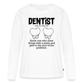 Dentiste - T-shirt manches longues Premium bio Femme - blanc - Devant - Julia (174cm)