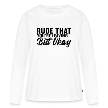 Cadeau d’adieu collègues Changement d’emploi - T-shirt manches longues Premium bio Femme - blanc - Devant - Julia (174cm)