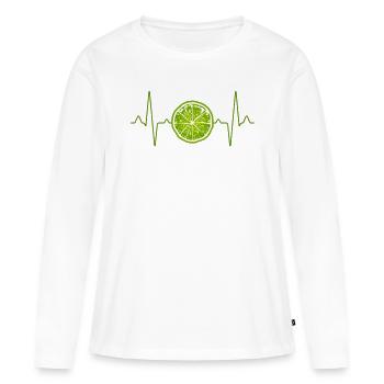 Lime Heartbeat - Women's Premium Organic Long Sleeve Shirt - white - Front - Julia (174cm)