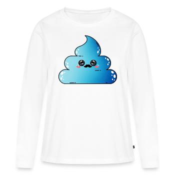 Caca bleu - pile de caca bleu - T-shirt manches longues Premium bio Femme - blanc - Devant - Julia (174cm)