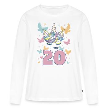 Unicorn I Am 20 Years Butterflies Birthday - Women's Premium Organic Long Sleeve Shirt - white - Front - Julia (174cm)