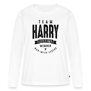 Membre à vie de l’équipe Harry Drôle personnalisé - T-shirt manches longues Premium bio Femme - blanc - Devant - Julia (174cm)