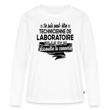Technicienne laboratoire connerie humour citations - T-shirt manches longues Premium bio Femme - blanc - Devant - Julia (174cm)