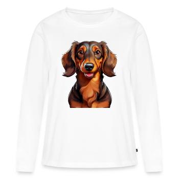 Dackel - Frauen Premium Bio Langarmshirt - Weiß - Vorne - Julia (174cm)