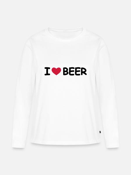 I Love Beer - Frauen Premium Bio Langarmshirt - Weiß