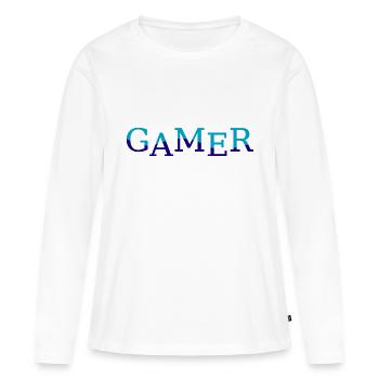 Game Gaming PC - Frauen Premium Bio Langarmshirt - Weiß - Vorne - Julia (174cm)