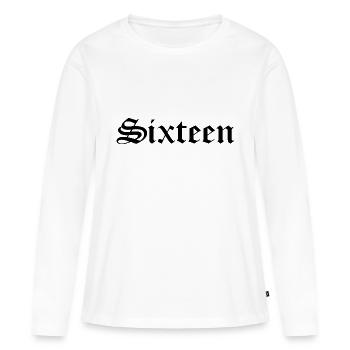 Cadeau d’anniversaire 16e anniversaire Seize - T-shirt manches longues Premium bio Femme - blanc - Devant - Julia (174cm)