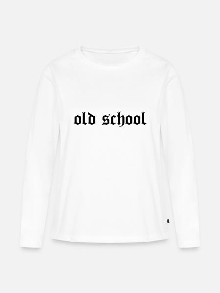 "Old School" - Frauen Premium Bio Langarmshirt - Weiß