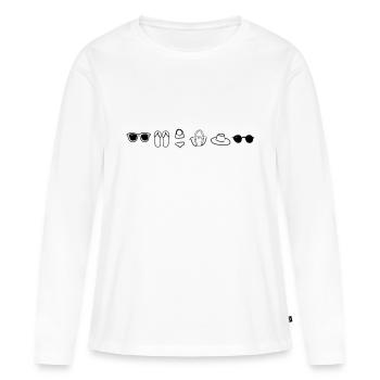 Strandoutfit,Bikini,Sonnenlicht,Brille,stilvoll, - Frauen Premium Bio Langarmshirt - Weiß - Vorne - Julia (174cm)