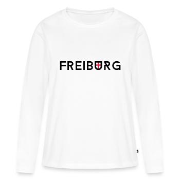 freiburg - Frauen Premium Bio Langarmshirt - Weiß - Vorne - Julia (174cm)
