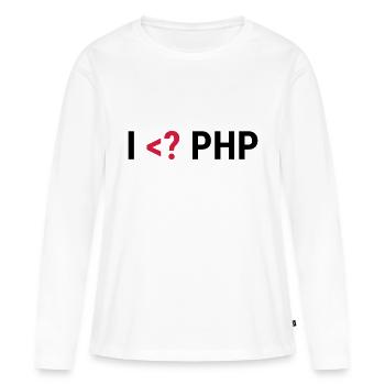 I love PHP - Frauen Premium Bio Langarmshirt - Weiß - Vorne - Julia (174cm)