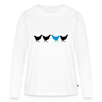 Être différent Huhn - T-shirt manches longues Premium bio Femme - blanc - Devant - Julia (174cm)