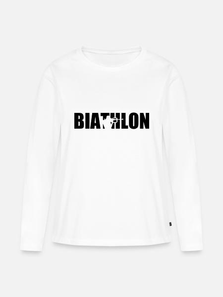 Biathlon - Frauen Premium Bio Langarmshirt - Weiß