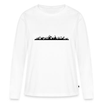 Menschen - Fans Gruppe Jubel - Frauen Premium Bio Langarmshirt - Weiß - Vorne - Julia (174cm)