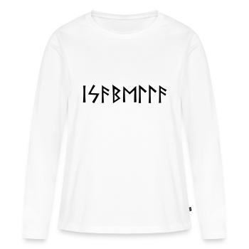 Nom - Isabella - en runes - T-shirt manches longues Premium bio Femme - blanc - Devant - Julia (174cm)