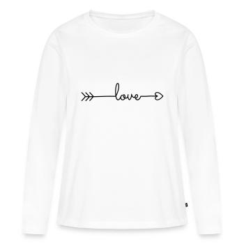 Pfeil Liebe Love Herz Herzpfeil - Frauen Premium Bio Langarmshirt - Weiß - Vorne - Julia (174cm)