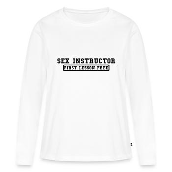 sex instructor - Frauen Premium Bio Langarmshirt - Weiß - Vorne - Julia (174cm)