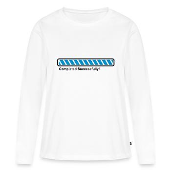 Barre de progression - 100% loaded - terminé! - T-shirt manches longues Premium bio Femme - blanc - Devant - Julia (174cm)