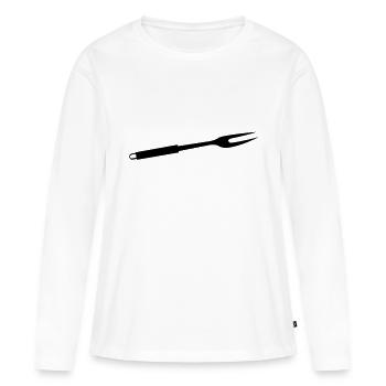 GRILLGABEL Grillbesteck - Frauen Premium Bio Langarmshirt - Weiß - Vorne - Julia (174cm)