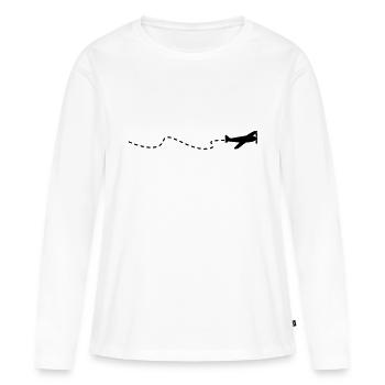 Flugzeug / flying plain (1c) - Women's Premium Organic Long Sleeve Shirt - white - Front - Julia (174cm)