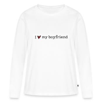 J’aime mon copain - T-shirt manches longues Premium bio Femme - blanc - Devant - Julia (174cm)