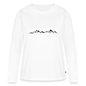 MONTAGNES Paysage Silhouette Panorama - T-shirt manches longues Premium bio Femme - blanc - Devant - Julia (174cm)