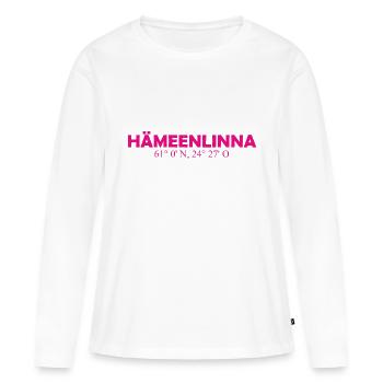 Hämeenlinna Finland Coordinates Longitude Latitude - Women's Premium Organic Long Sleeve Shirt - white - Front - Julia (174cm)