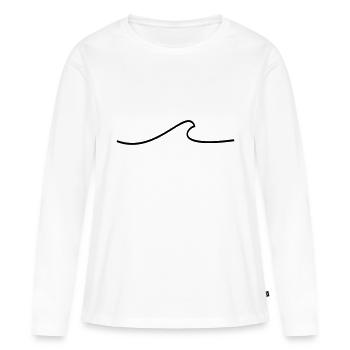 WAVE minimalistic - Frauen Premium Bio Langarmshirt - Weiß - Vorne - Julia (174cm)