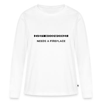 syndicat charpentier tshirts bday blogger - T-shirt manches longues Premium bio Femme - blanc - Devant - Julia (174cm)