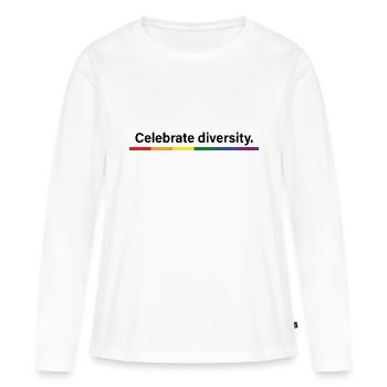 Célébrez la diversité - T-shirt manches longues Premium bio Femme - blanc - Devant - Julia (174cm)