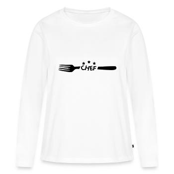 fourchette chef - T-shirt manches longues Premium bio Femme - blanc - Devant - Julia (174cm)