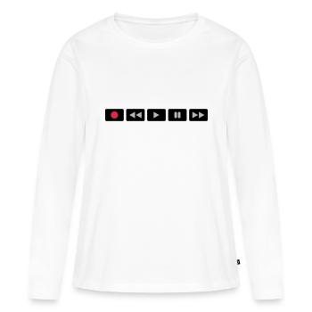 Oldschool Videocontrol - T-shirt manches longues Premium bio Femme - blanc - Devant - Julia (174cm)