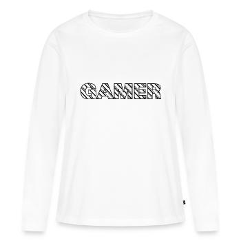 Jeu PC de jeu - T-shirt manches longues Premium bio Femme - blanc - Devant - Julia (174cm)