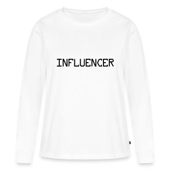 Slogan d’influenceur - Logo - Publicité - Marketing - T-shirt manches longues Premium bio Femme - blanc - Devant - Julia (174cm)