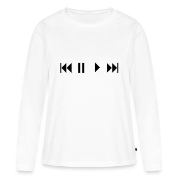 play, STOP, break, BREAK, Repeat, forward, - Women's Premium Organic Long Sleeve Shirt - white - Front - Julia (174cm)